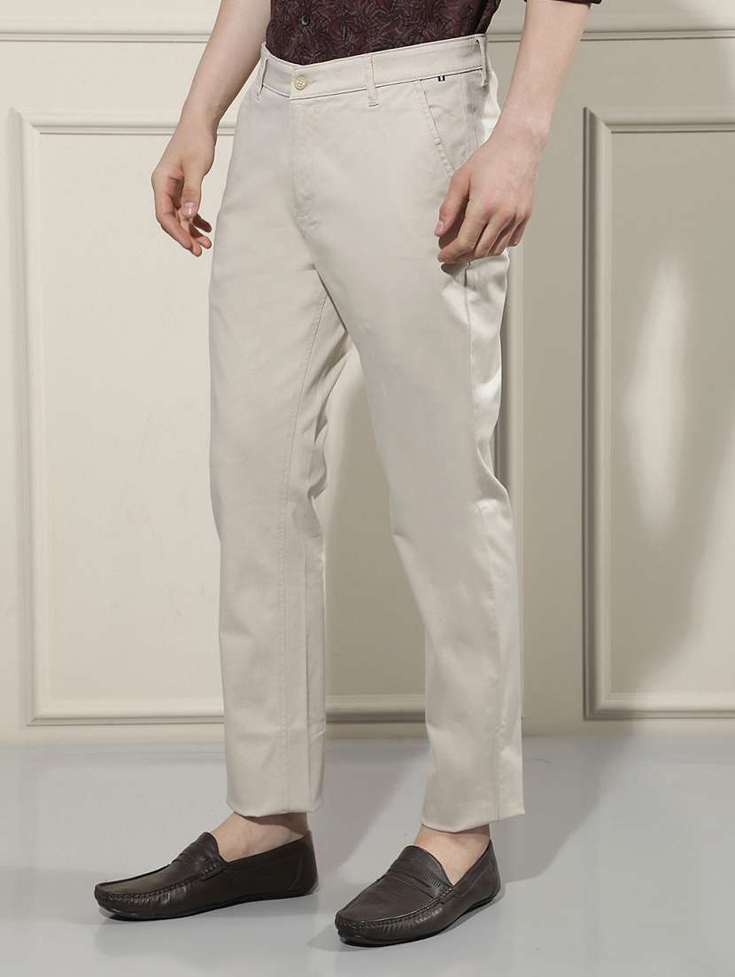 Men Solid Mid Rise Chinos Casual Trouser - 22587162 -  Standard Image - 3