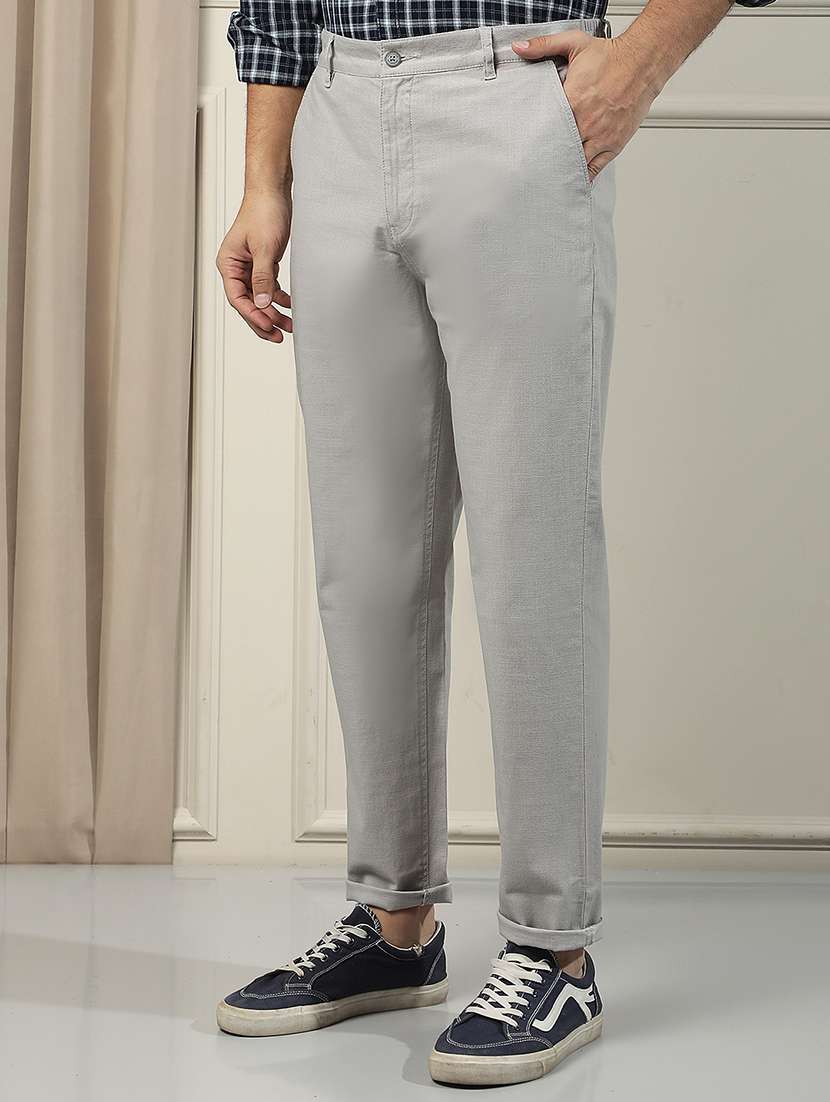 Men Solid Mid Rise Chinos Casual Trouser - 22587166 -  Standard Image - 3