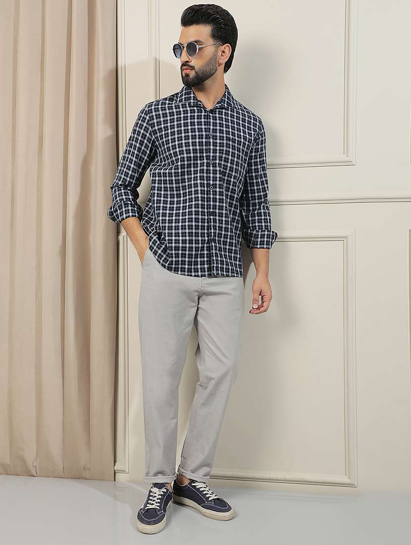 Men Solid Mid Rise Chinos Casual Trouser - 22587166 -  Standard Image - 5