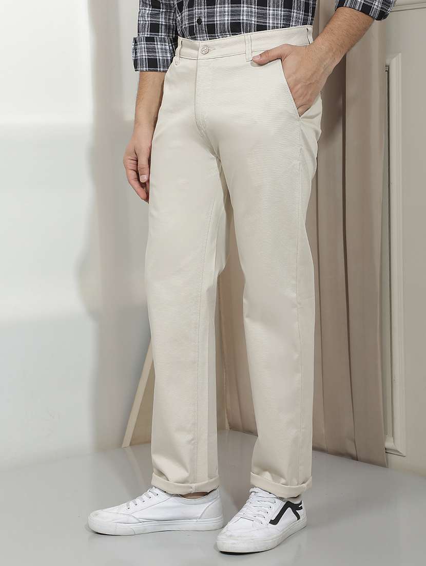 Men Solid Mid Rise Chinos Casual Trouser - 22587170 -  Standard Image - 3