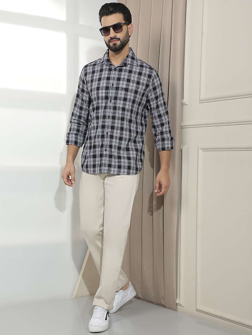 Men Solid Mid Rise Chinos Casual Trouser - 22587170 -  Standard Image - 5