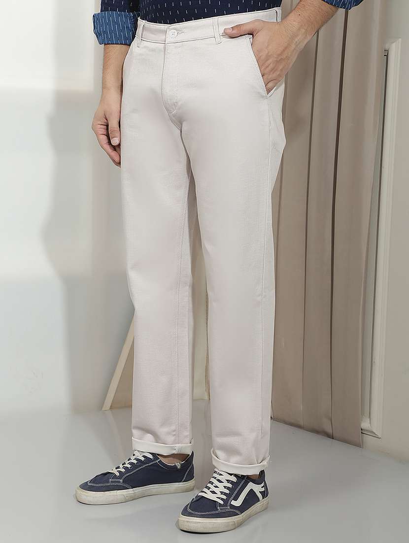 Men Solid Mid Rise Chinos Casual Trouser - 22587173 -  Standard Image - 3