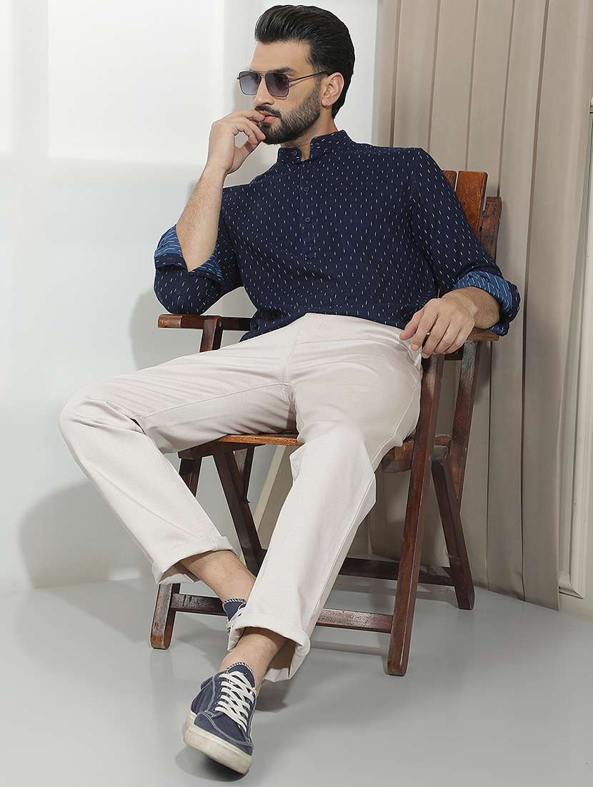 Men Solid Mid Rise Chinos Casual Trouser - 22587173 -  Standard Image - 5