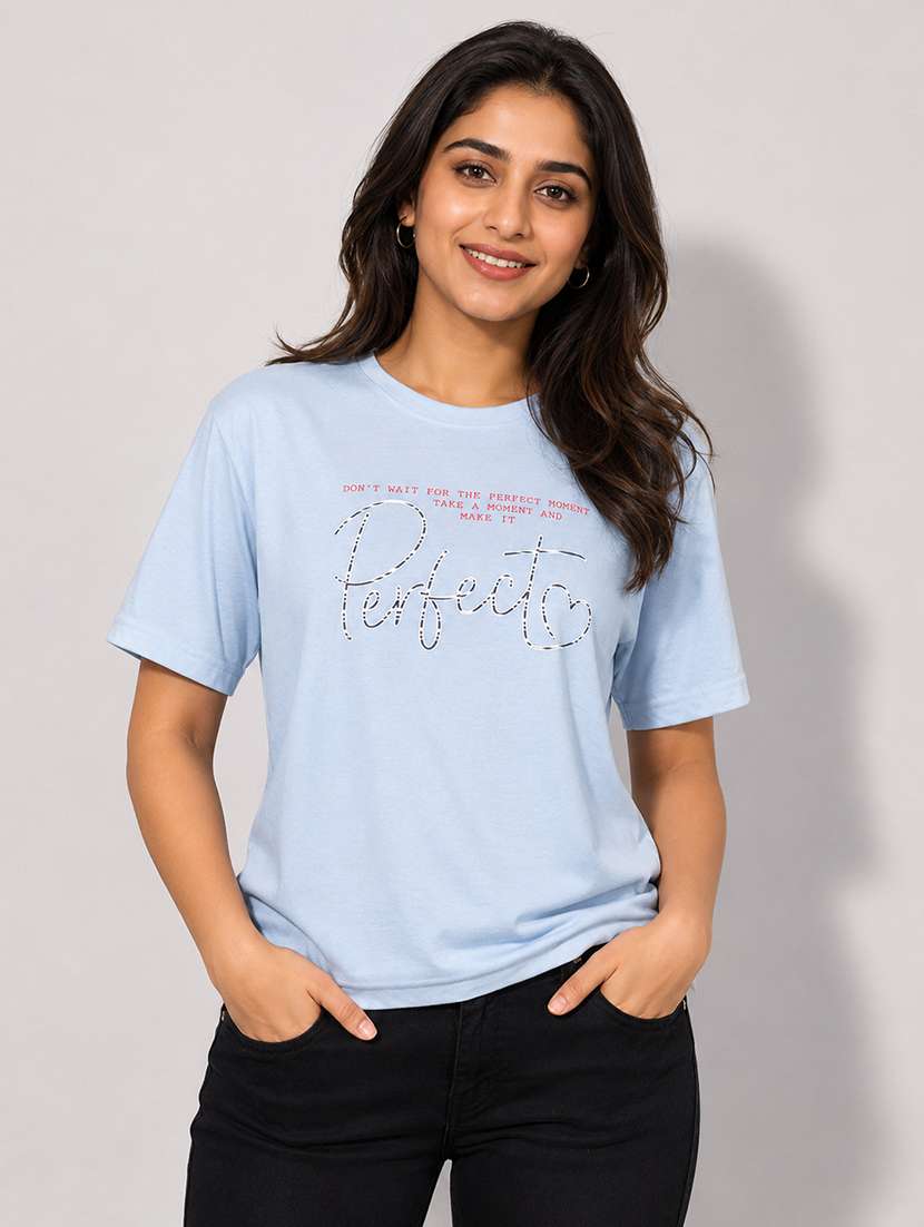 women printed short sleeves regular fit t-shirt