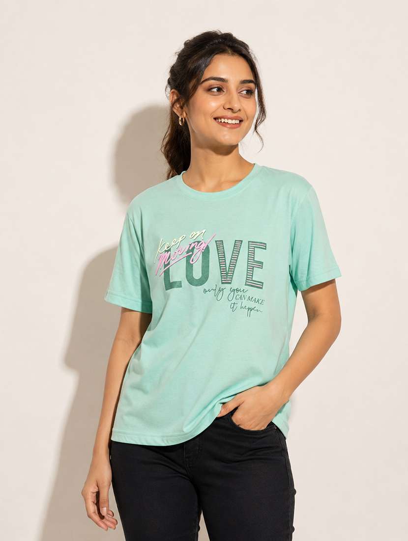women printed short sleeves regular fit t-shirt