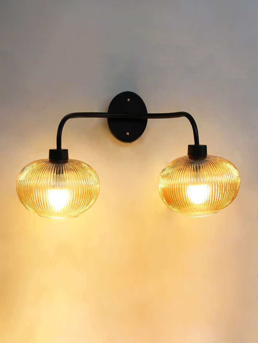 aurora 2-light ribbed glass wall sconce