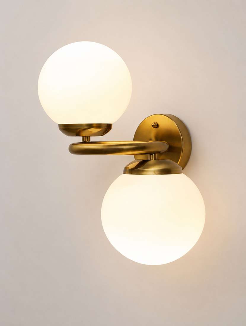  modern double globe brass wall light