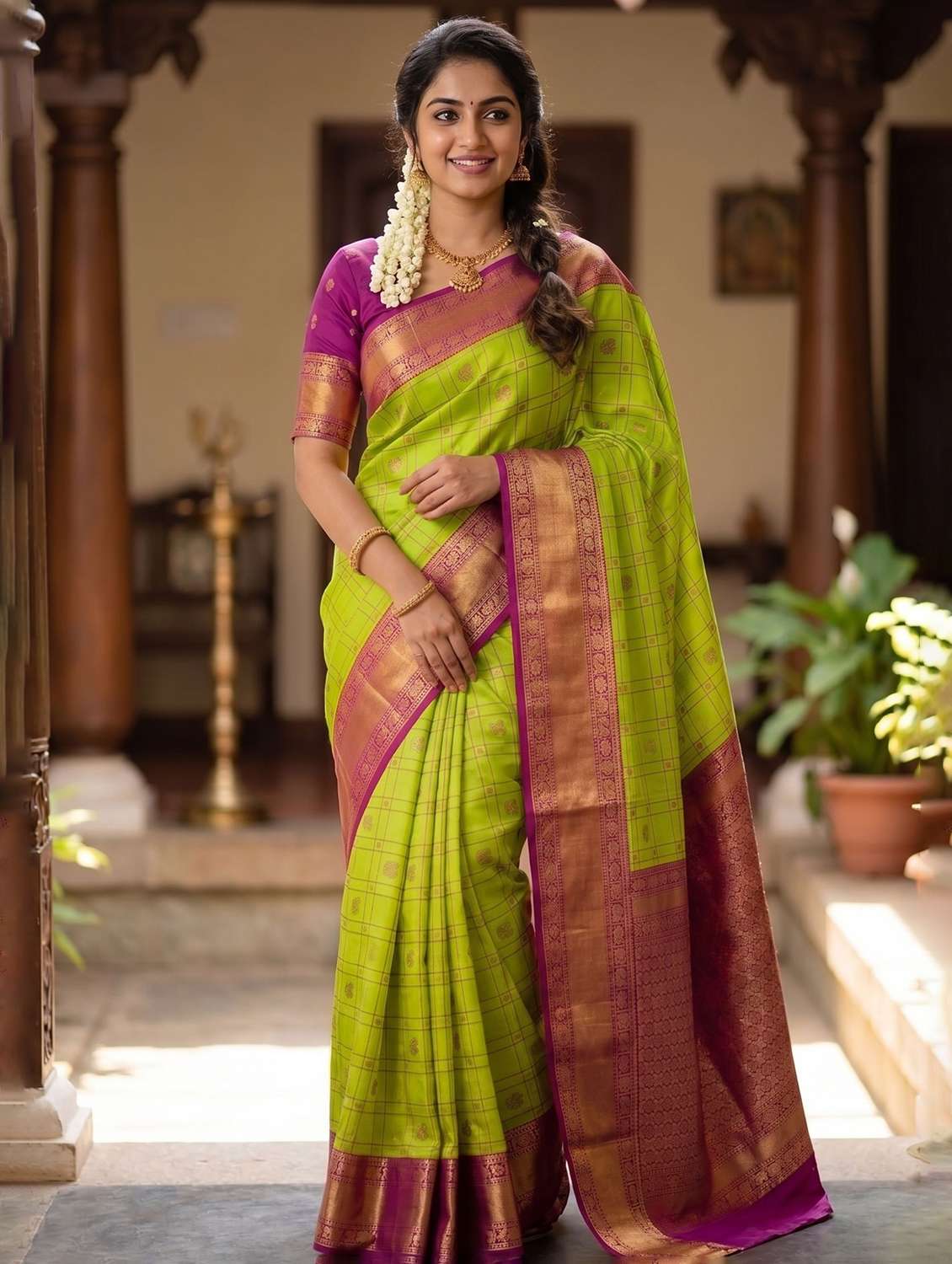 women self design kanjivaram saree with blouse