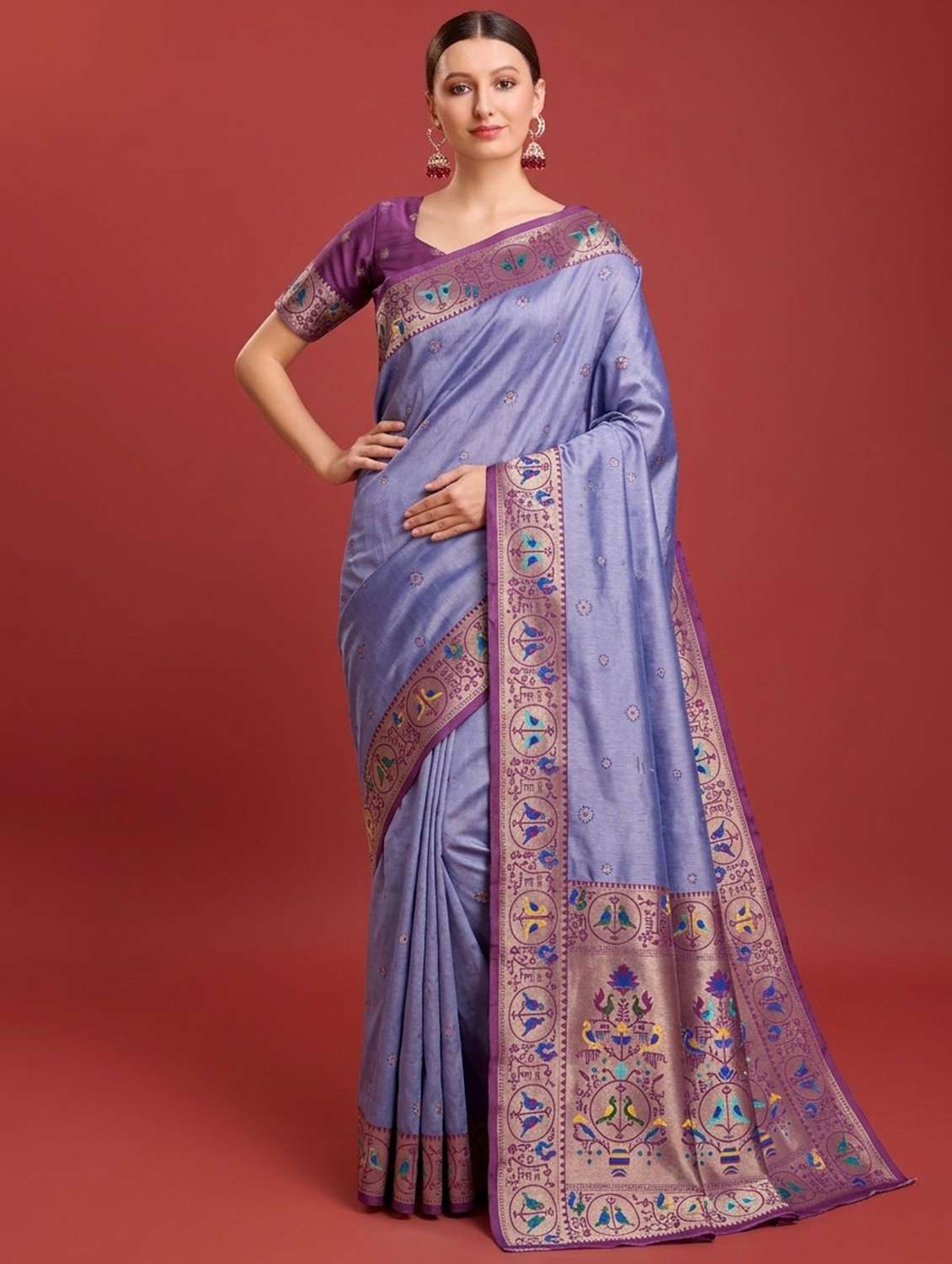 women self design paithani saree with blouse