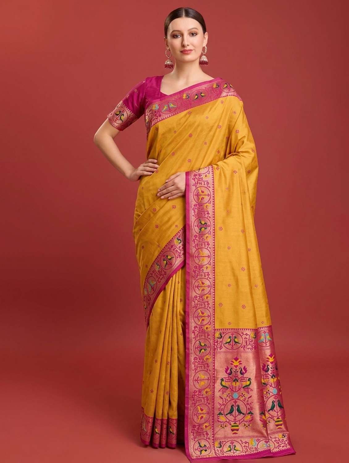 women self design paithani saree with blouse