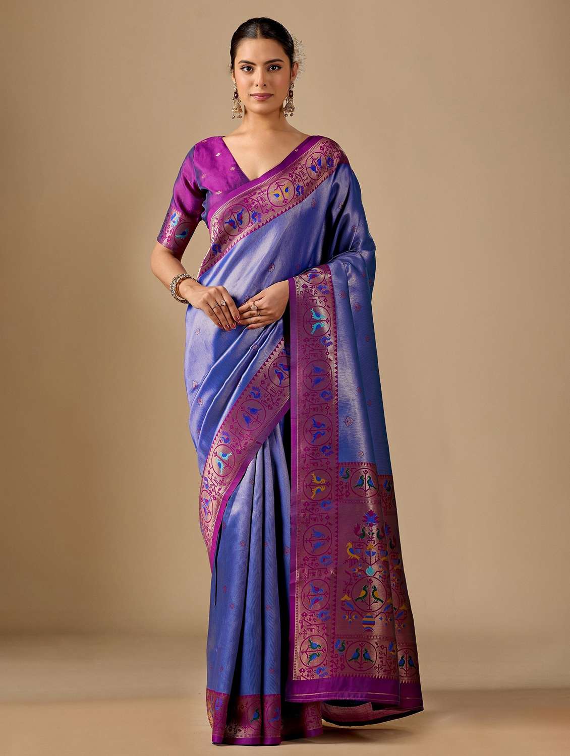 women self design paithani saree with blouse