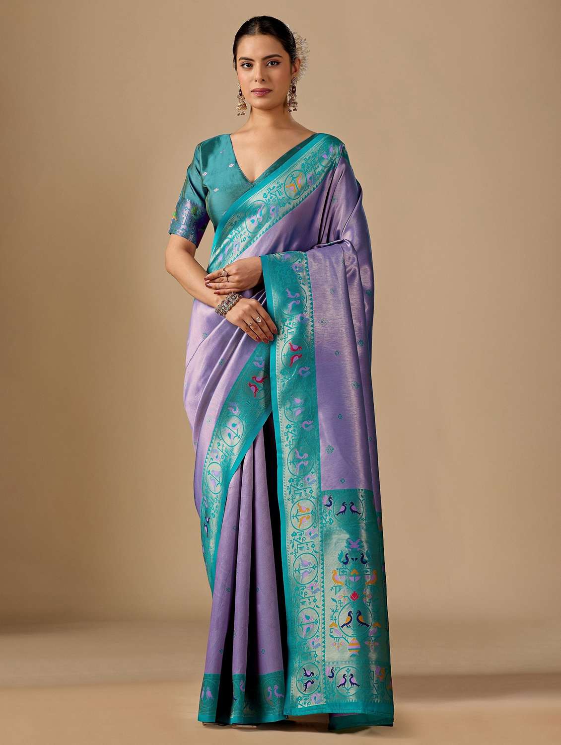 women self design paithani saree with blouse