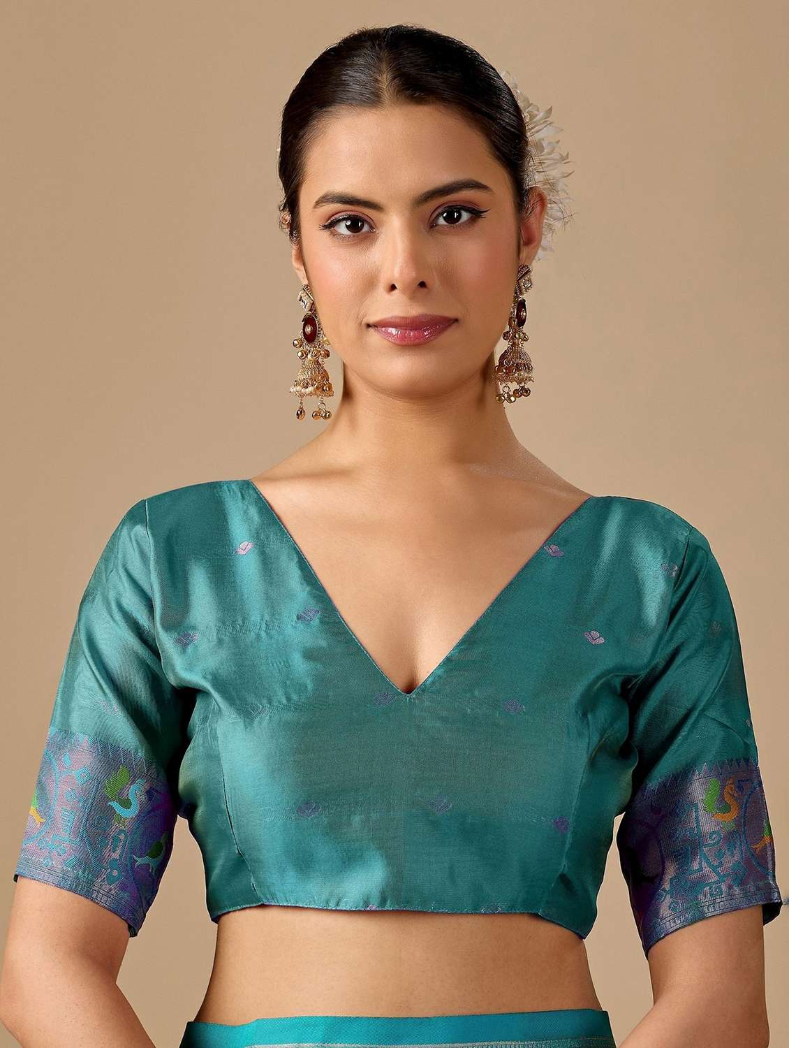 women self design paithani saree with blouse - 22587480 -  Standard Image - 5
