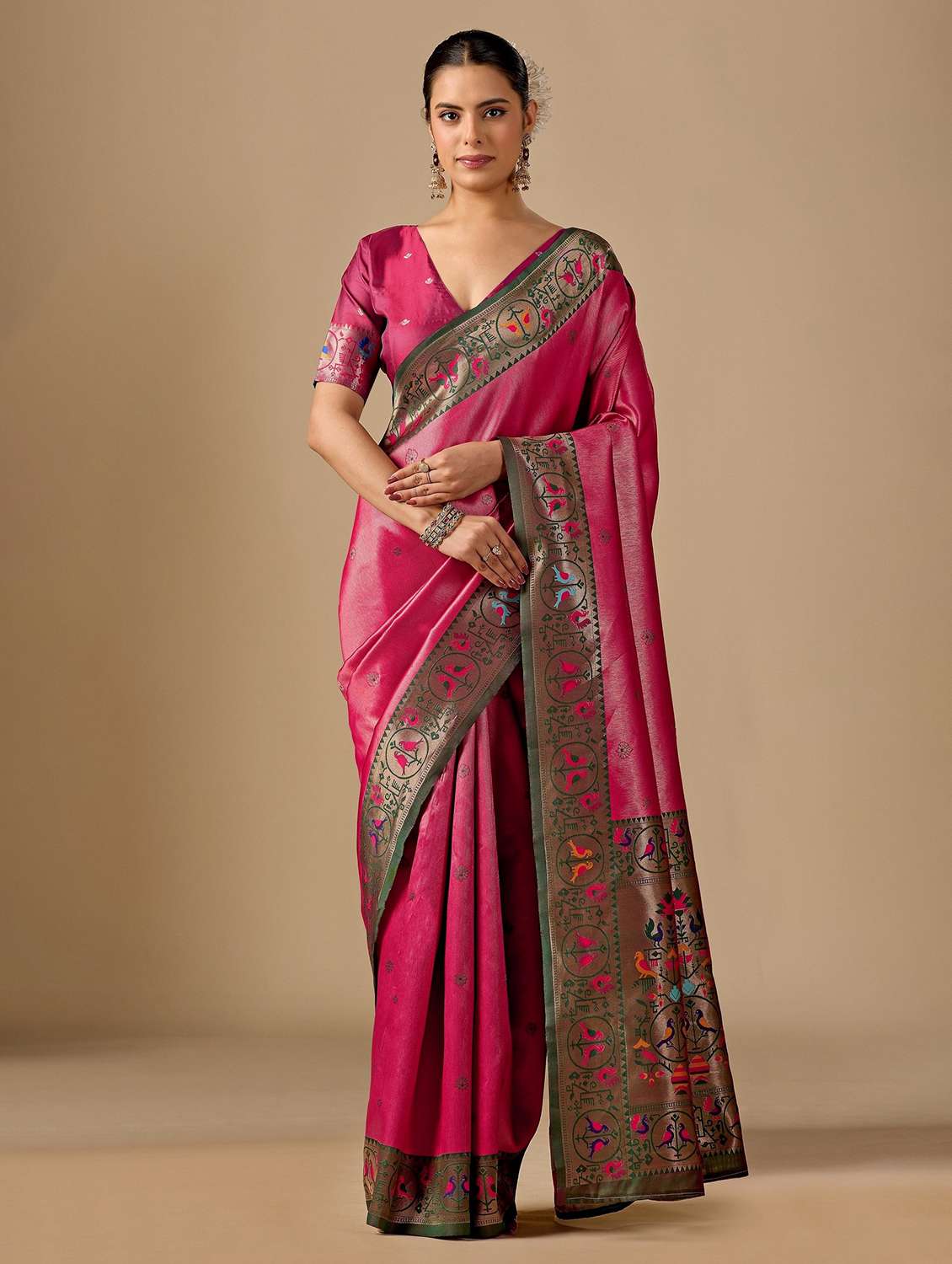 women self design paithani saree with blouse
