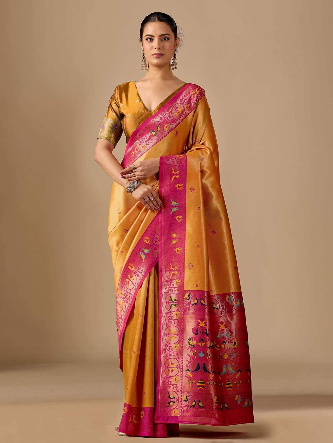 women self design paithani saree with blouse