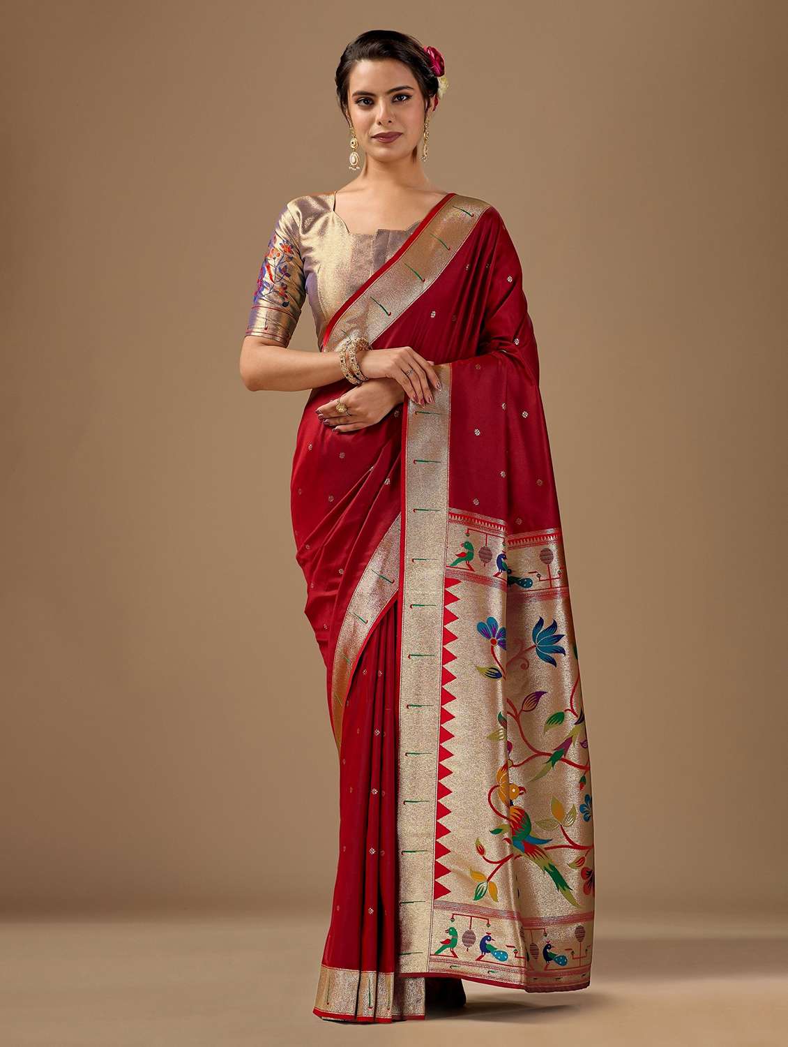 women self design paithani saree with blouse