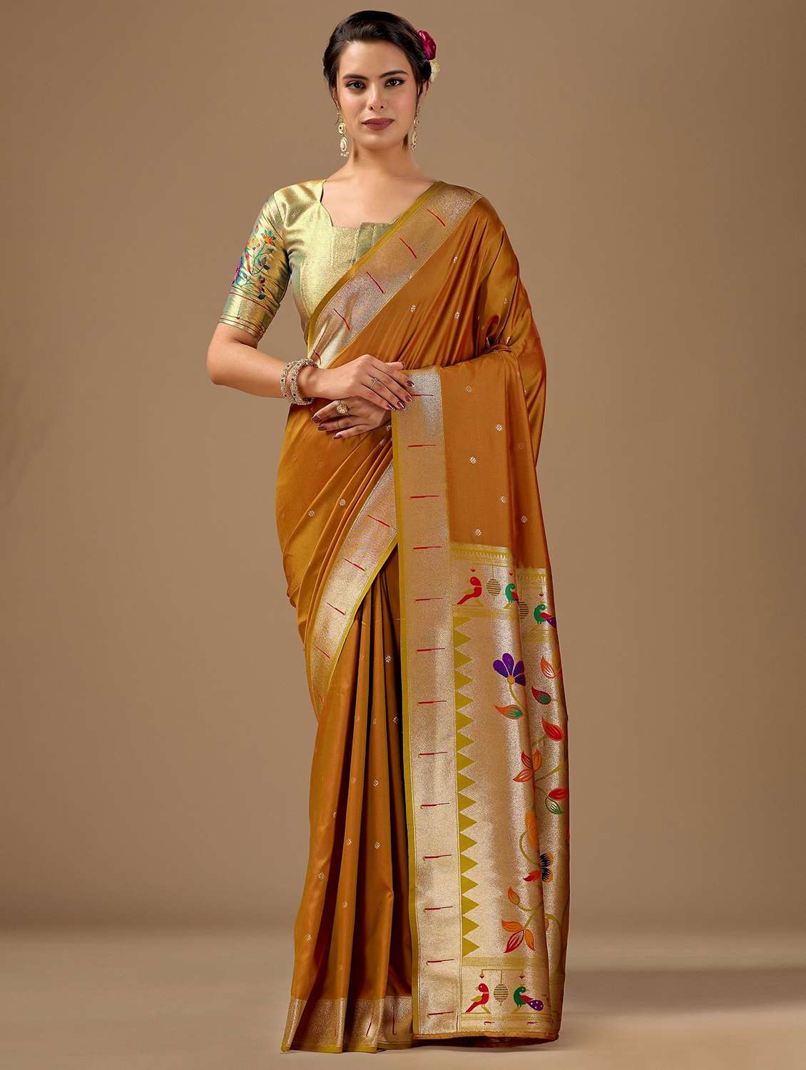 women self design paithani saree with blouse