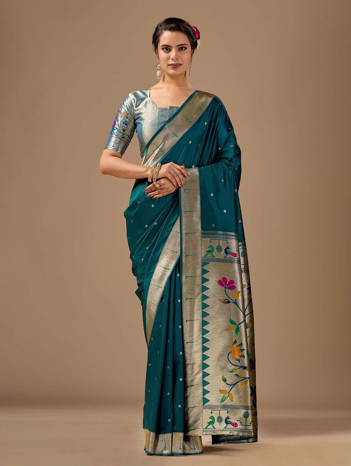 women self design paithani saree with blouse