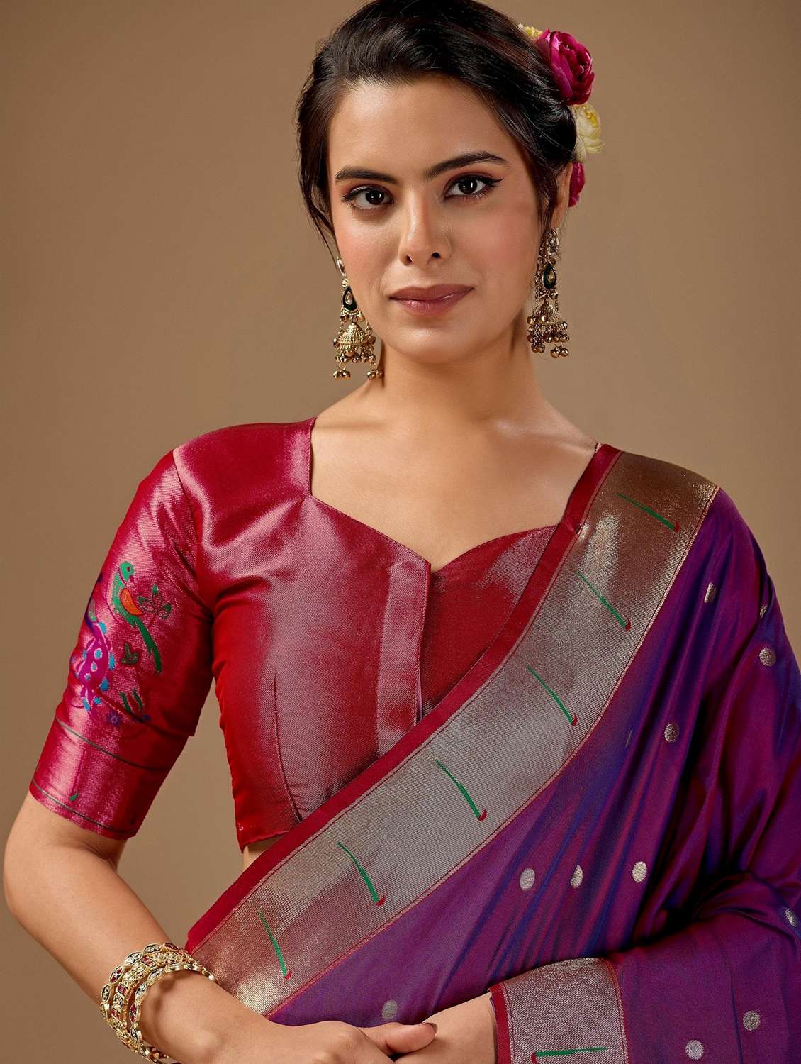 women self design paithani saree with blouse - 22587517 -  Standard Image - 5