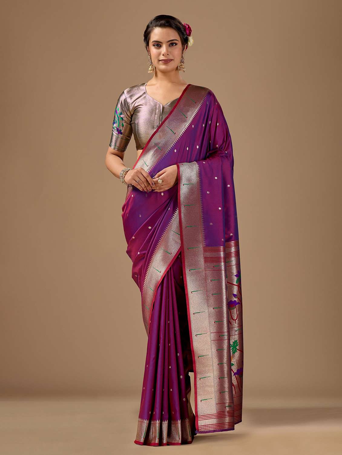 women self design paithani saree with blouse