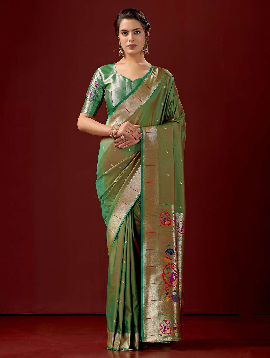 women self design paithani saree with blouse