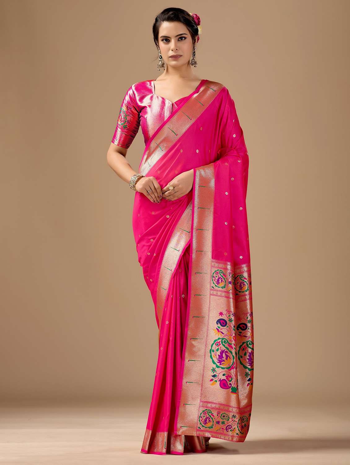 women self design paithani saree with blouse