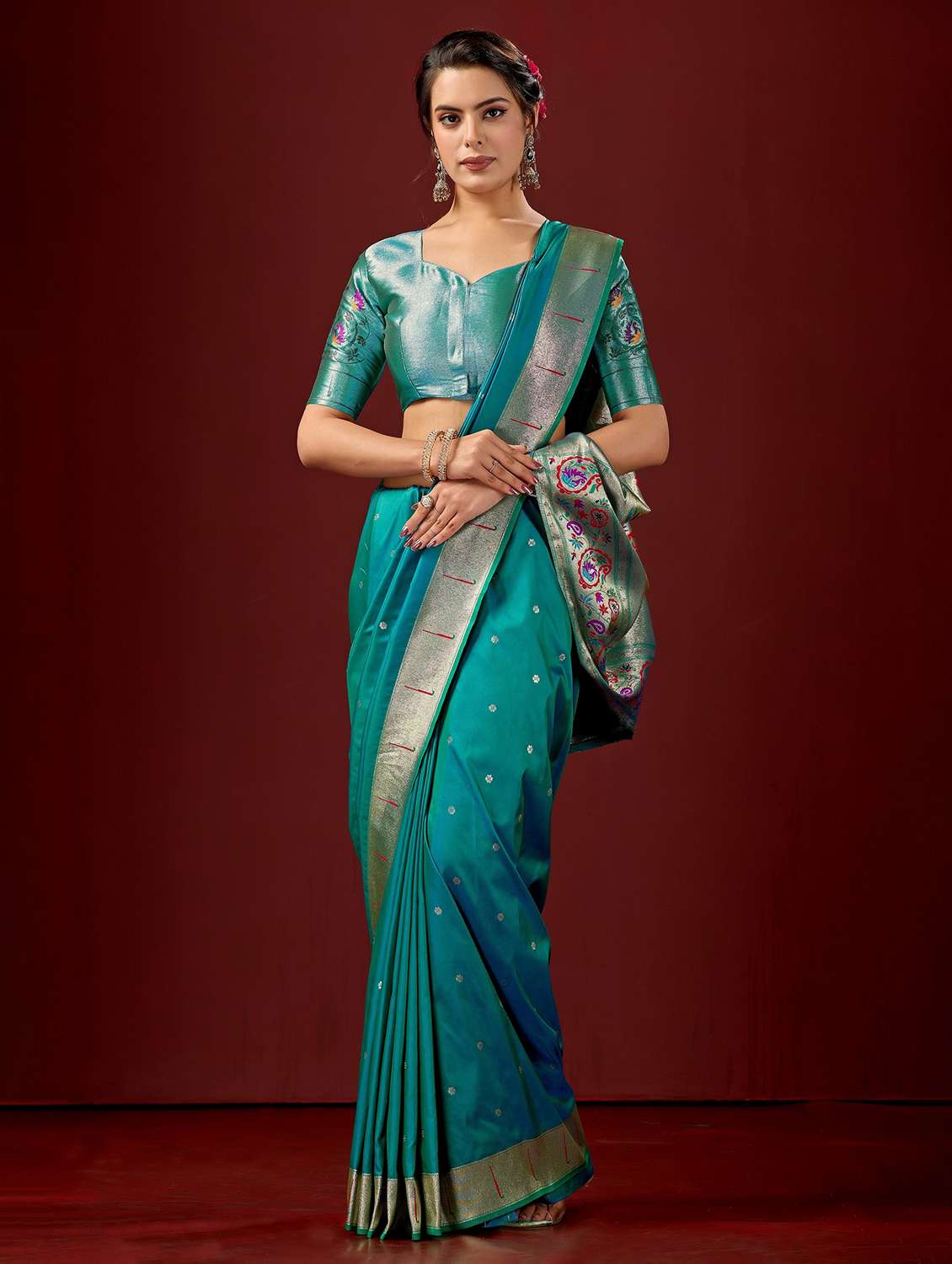 women self design paithani saree with blouse