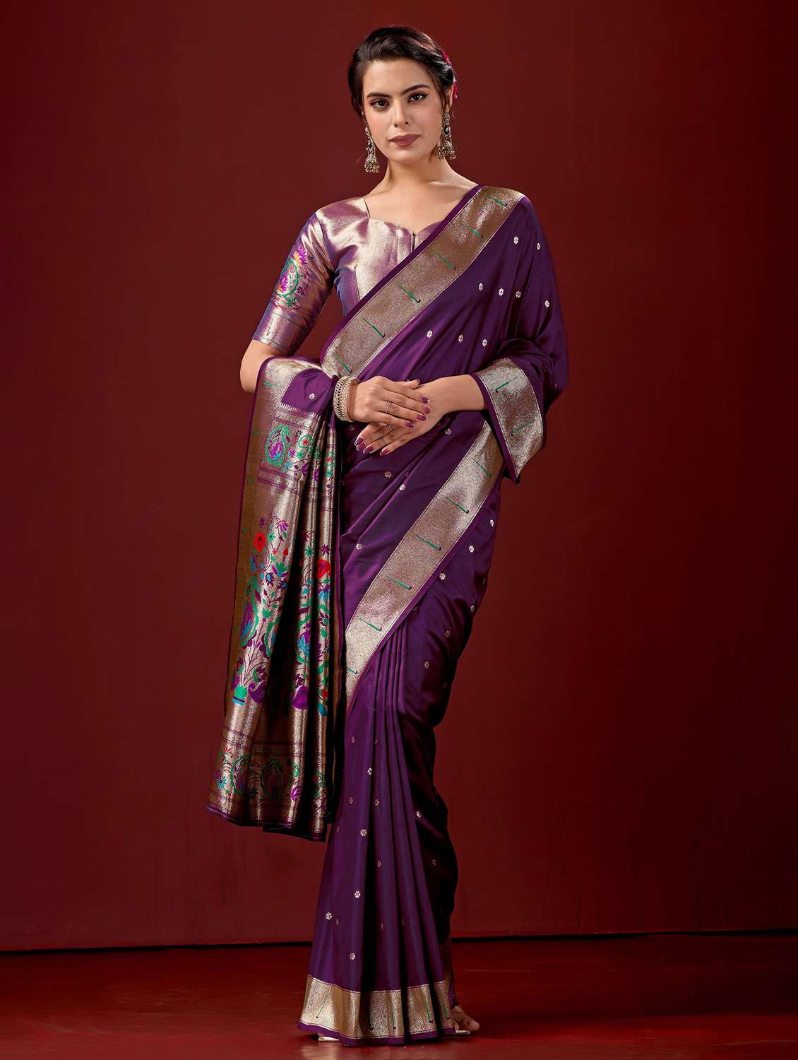 women self design paithani saree with blouse