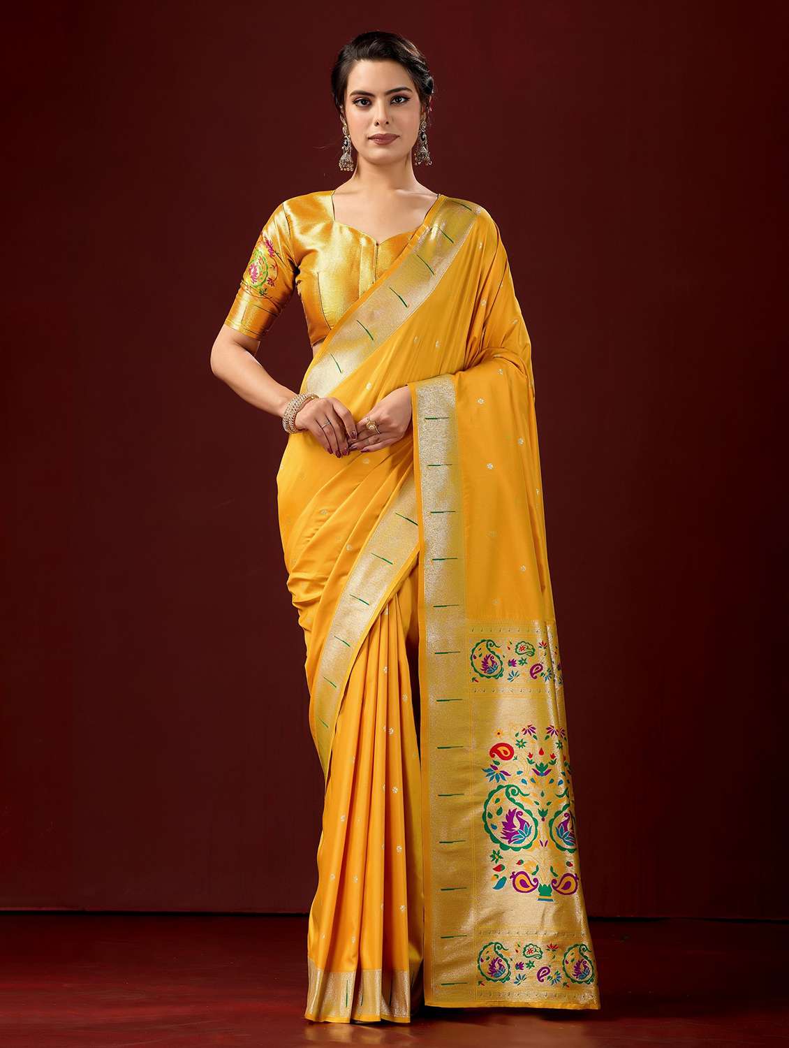 women self design paithani saree with blouse