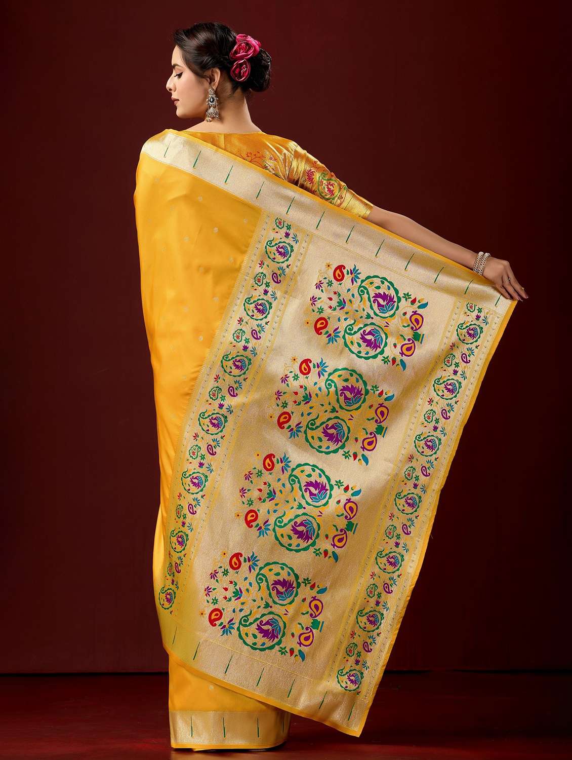 women self design paithani saree with blouse - 22587531 -  Standard Image - 3