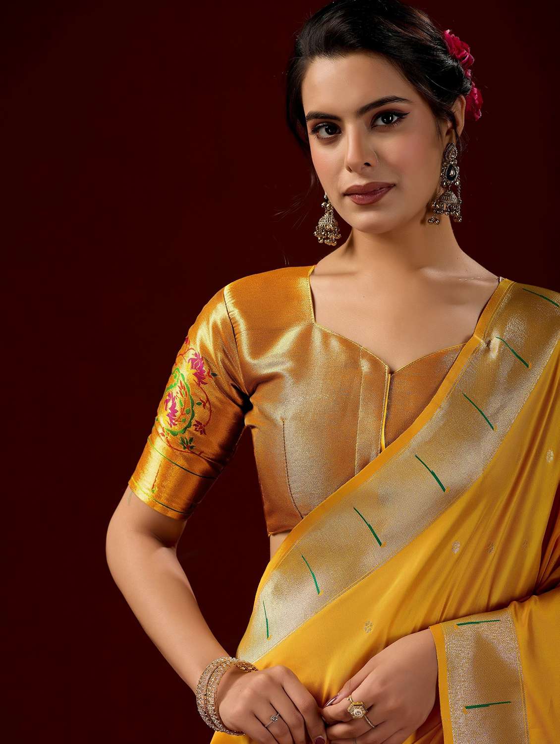 women self design paithani saree with blouse - 22587531 -  Standard Image - 5