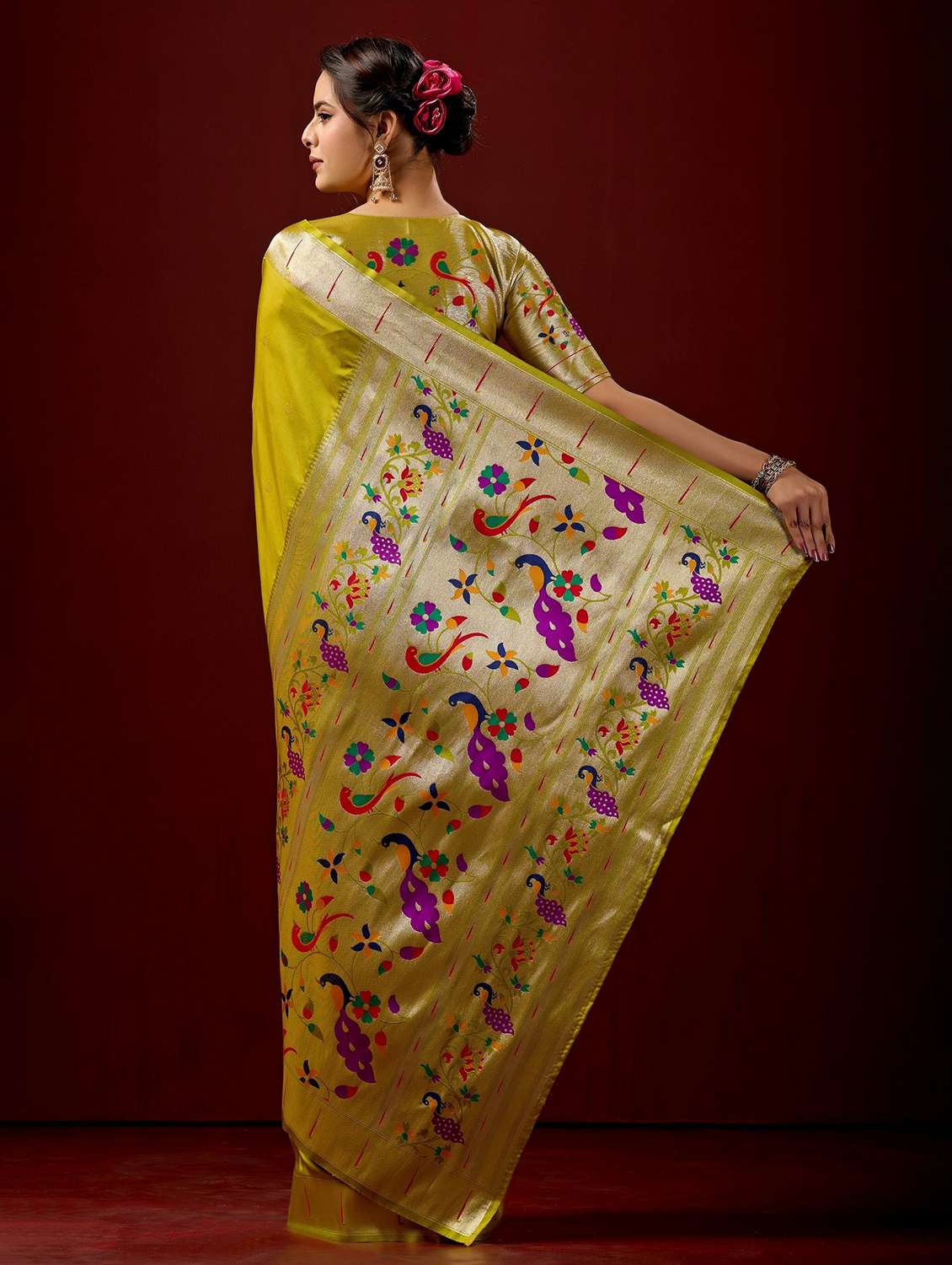 women self design paithani saree with blouse - 22587533 -  Standard Image - 3