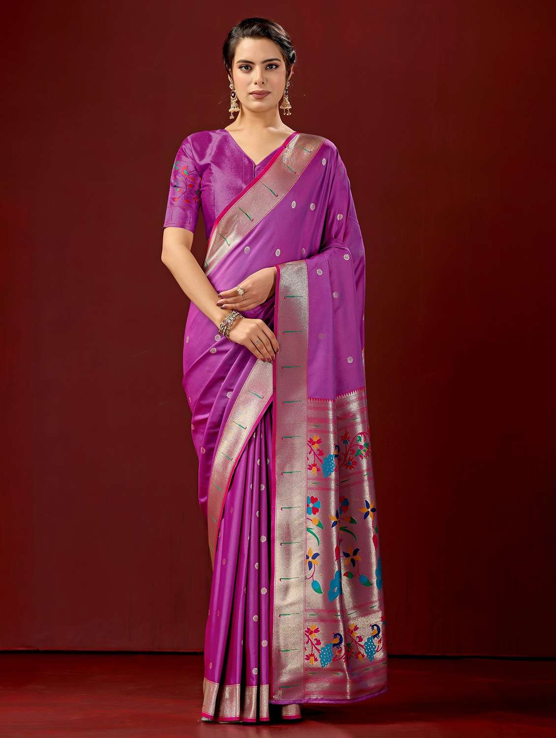 women self design paithani saree with blouse