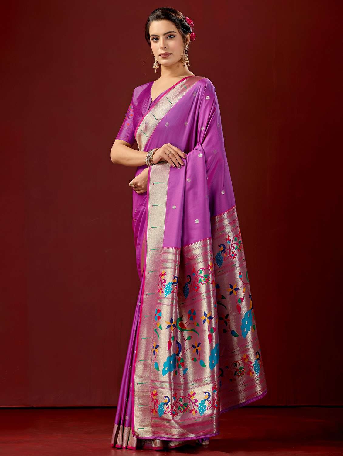 women self design paithani saree with blouse - 22587534 -  Standard Image - 3