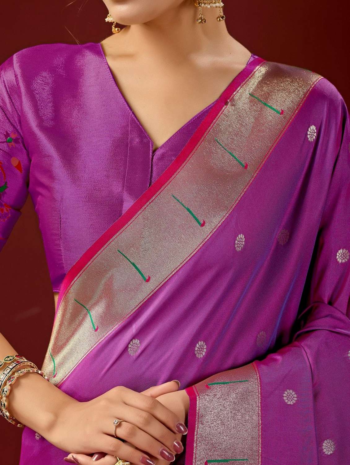 women self design paithani saree with blouse - 22587534 -  Standard Image - 5