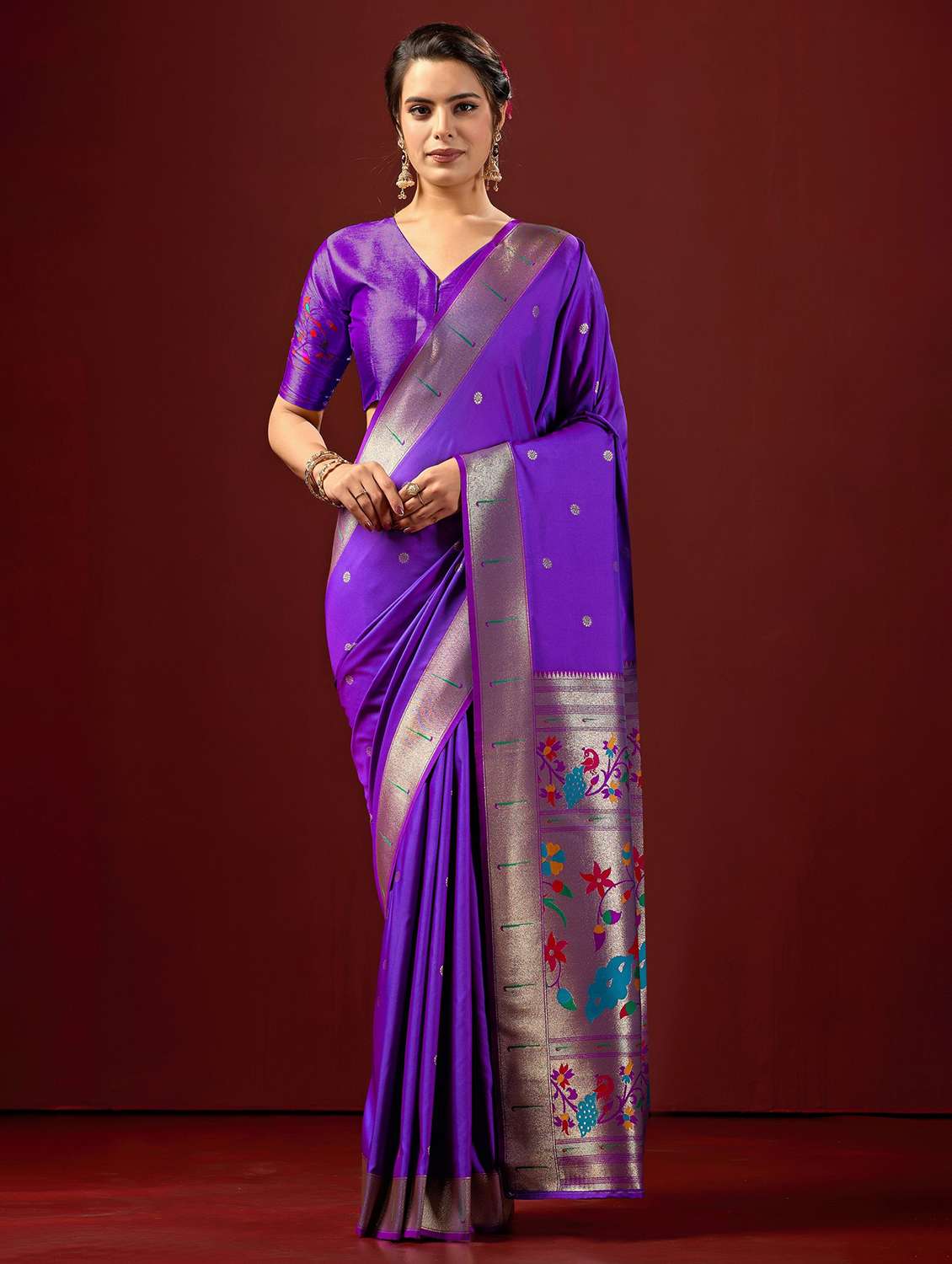 women self design paithani saree with blouse