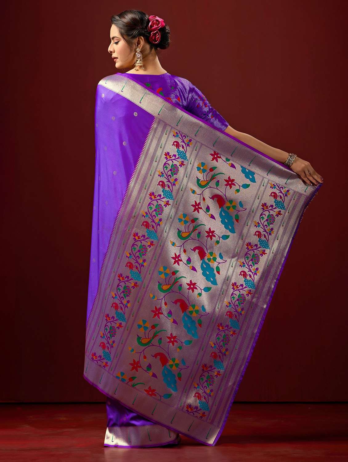 women self design paithani saree with blouse - 22587536 -  Standard Image - 3