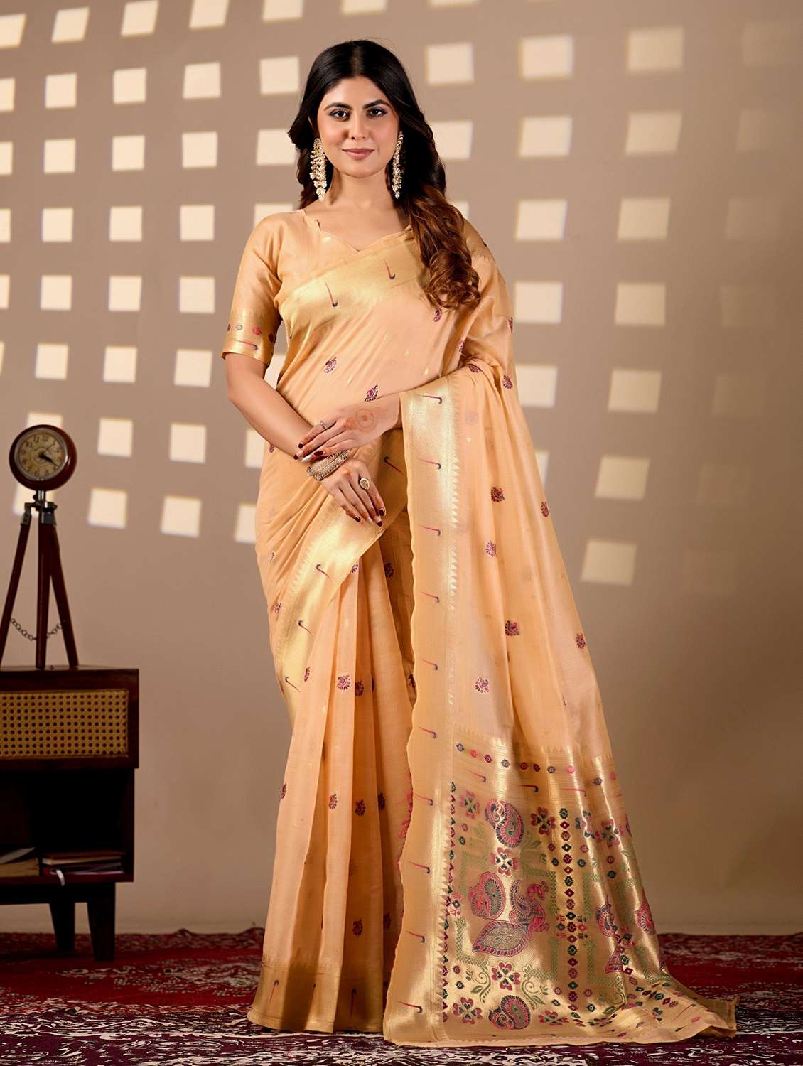 women self design paithani saree with blouse