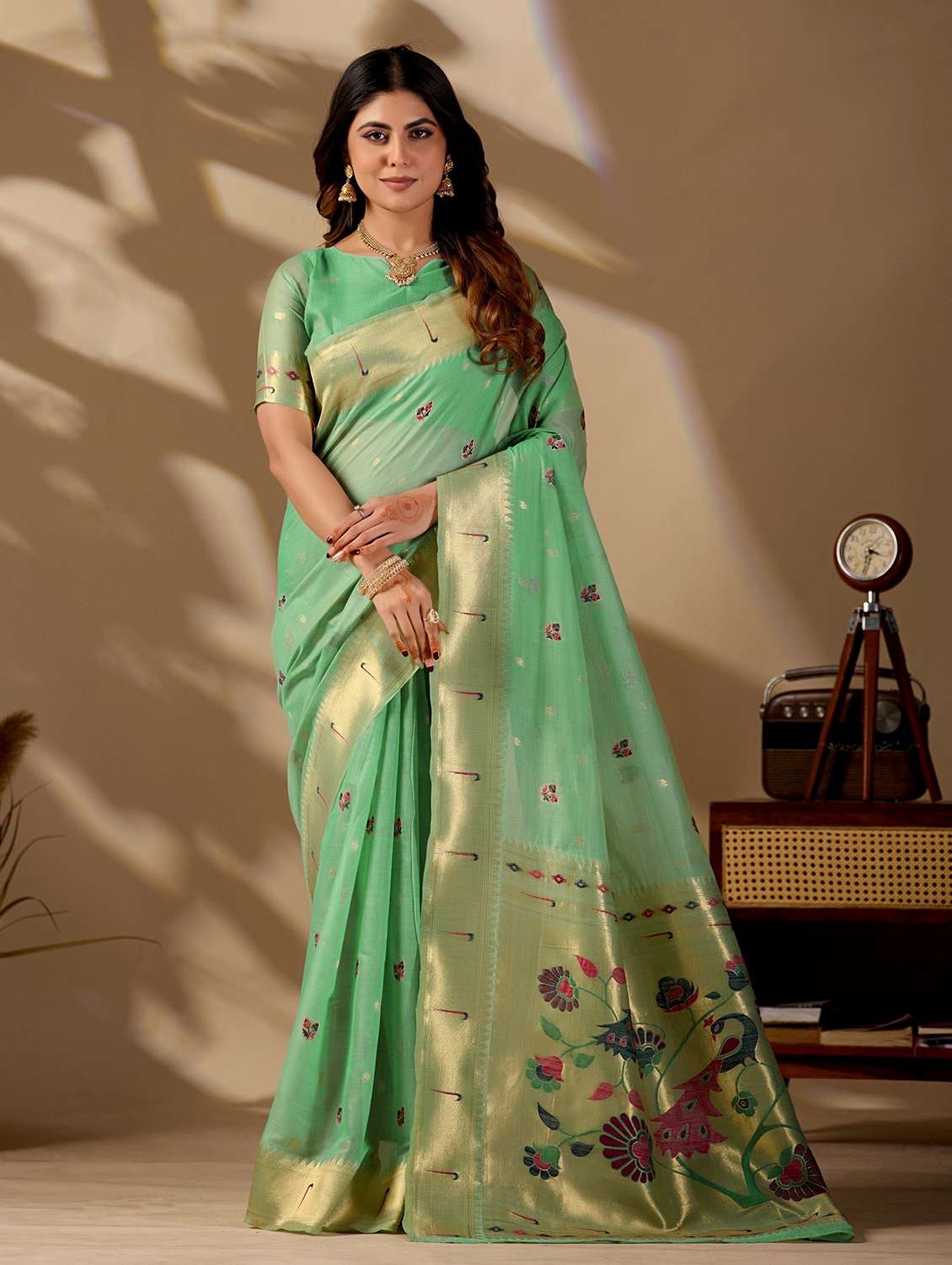 women self design paithani saree with blouse