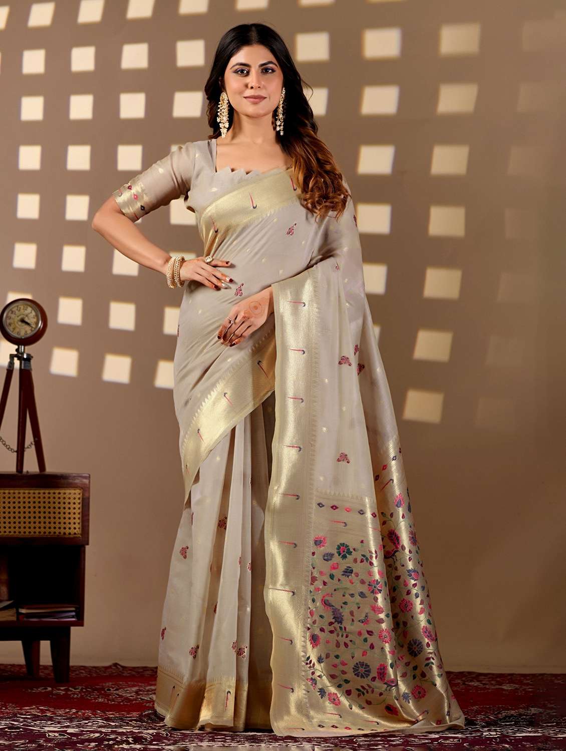 women self design paithani saree with blouse