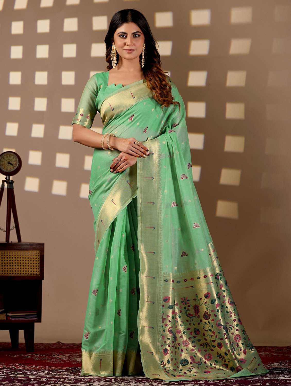women self design paithani saree with blouse