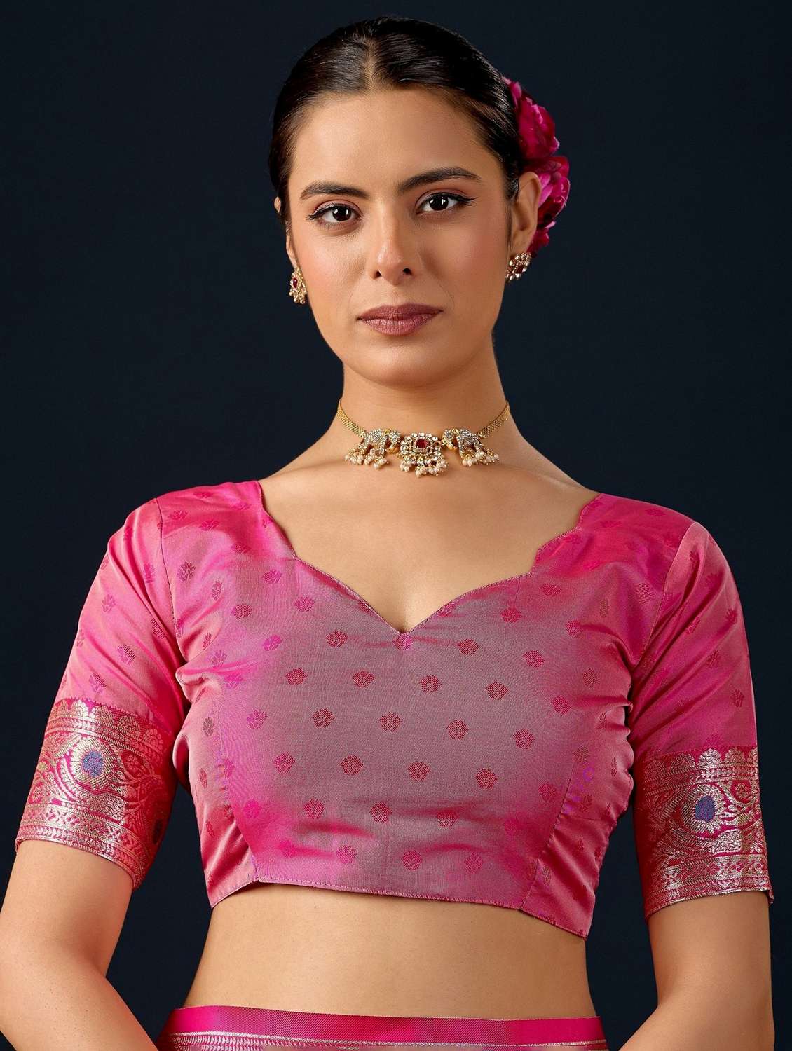 women self design banarasi saree with blouse - 22587570 -  Standard Image - 5