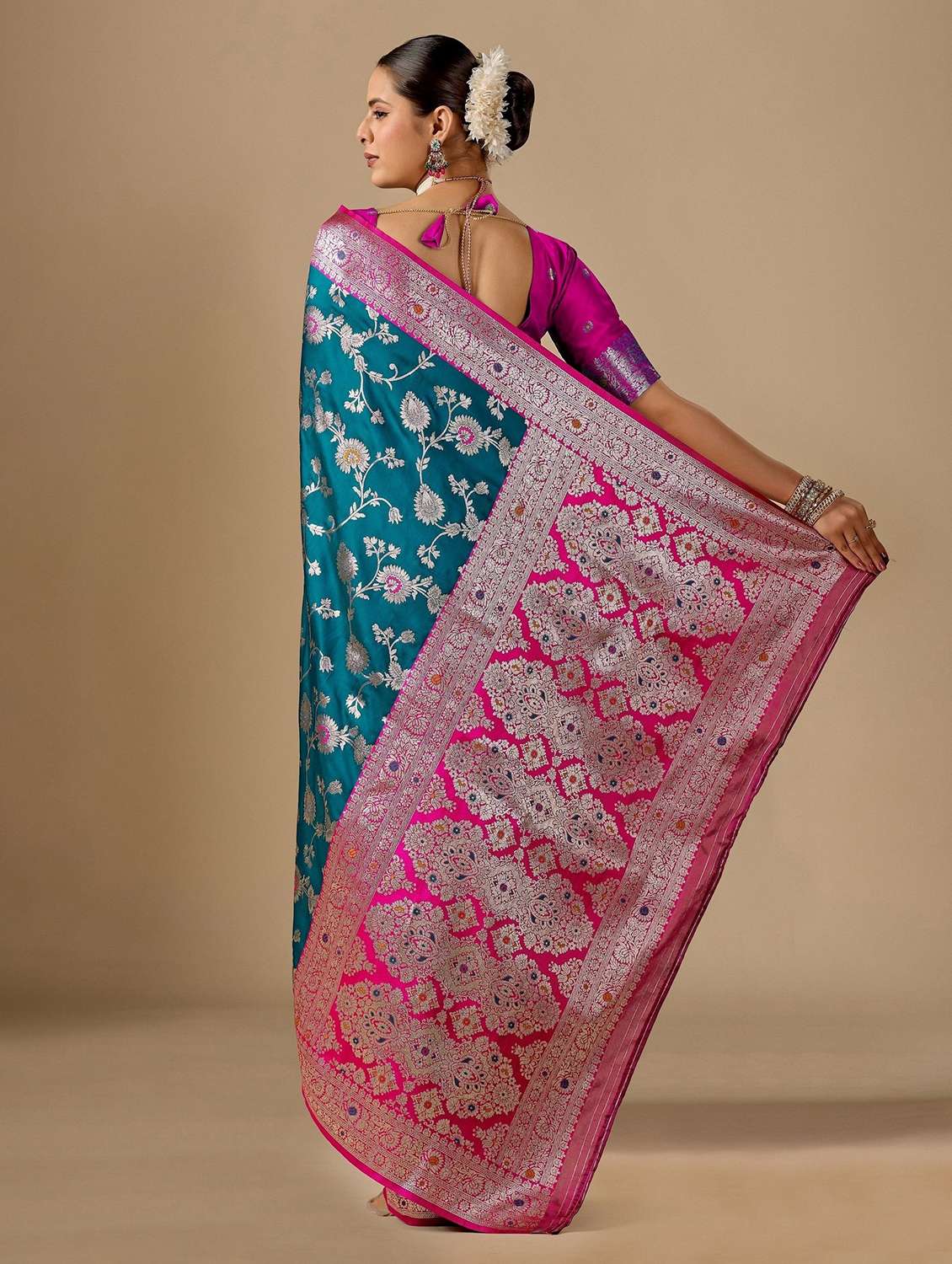 women self design banarasi saree with blouse - 22587577 -  Standard Image - 3