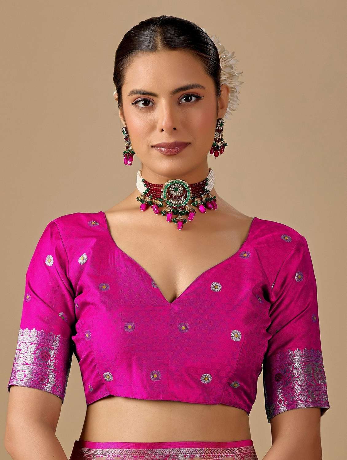 women self design banarasi saree with blouse - 22587577 -  Standard Image - 5