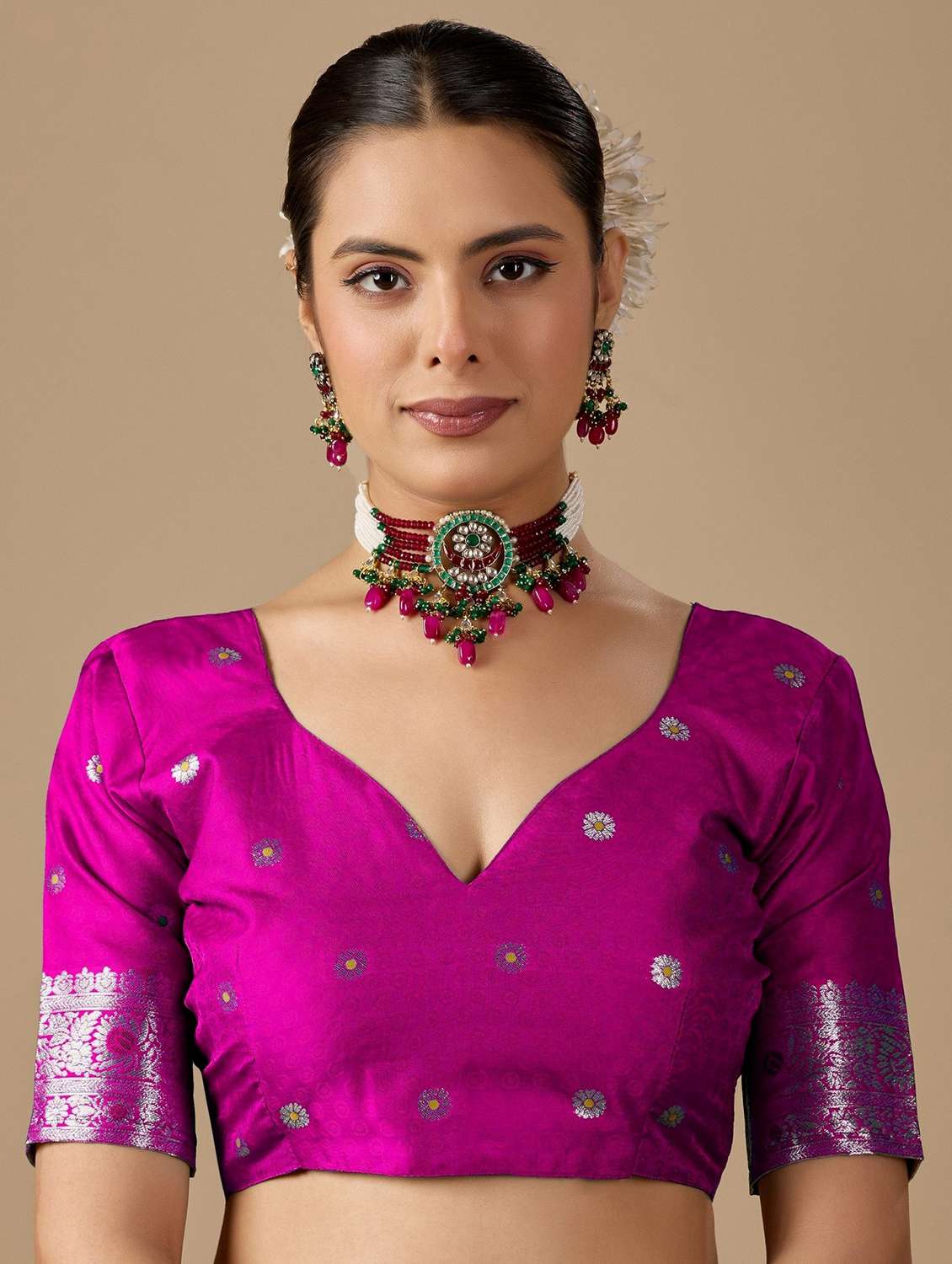women self design banarasi saree with blouse - 22587578 -  Standard Image - 5