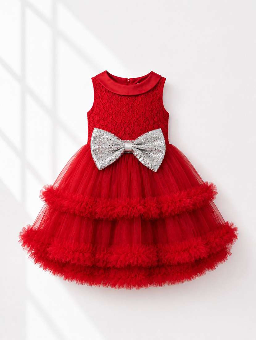 girls self design sleeveless fit and flare dress - 22587601 -  Standard Image - 3