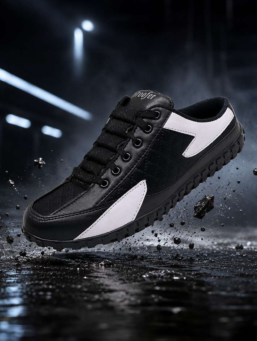 men colourblocked lace up sneakers