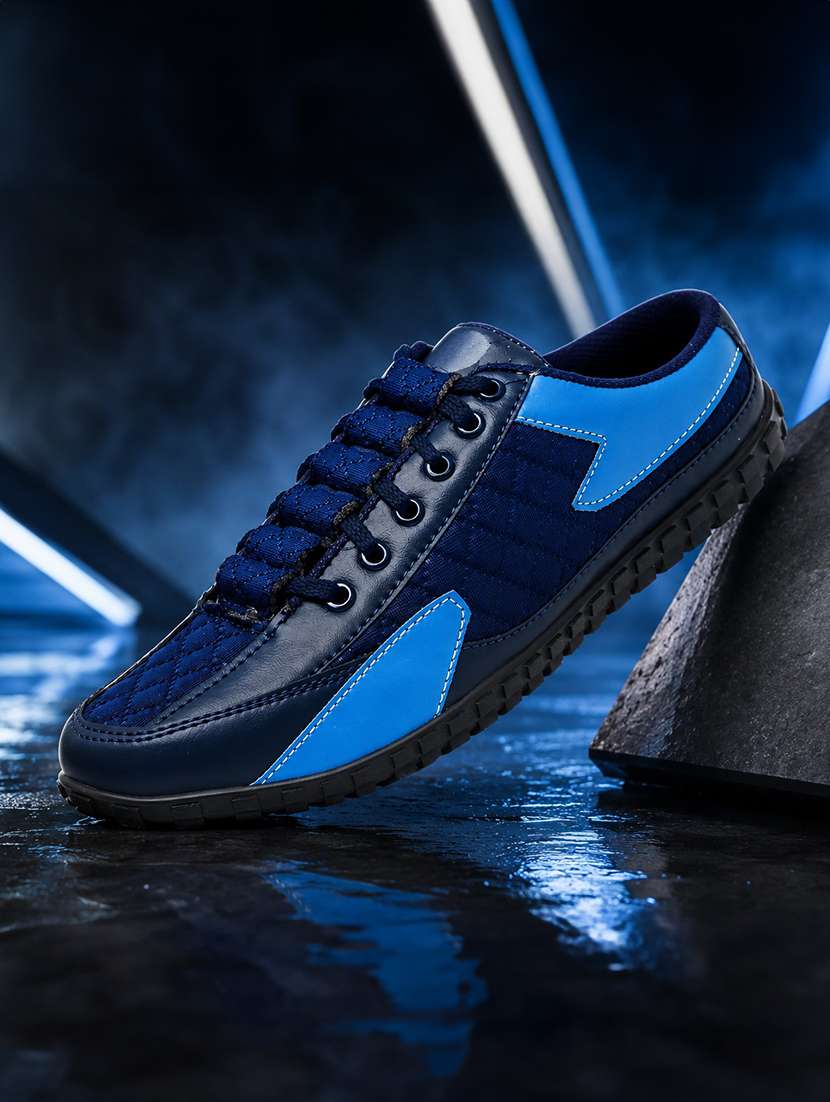men colourblocked lace up sneakers