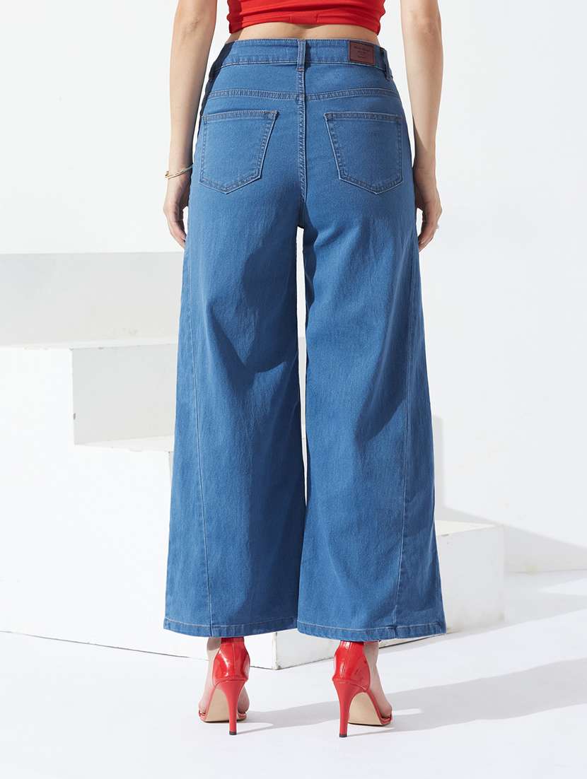 women solid high rise wide leg jeans - 22587638 -  Standard Image - 3