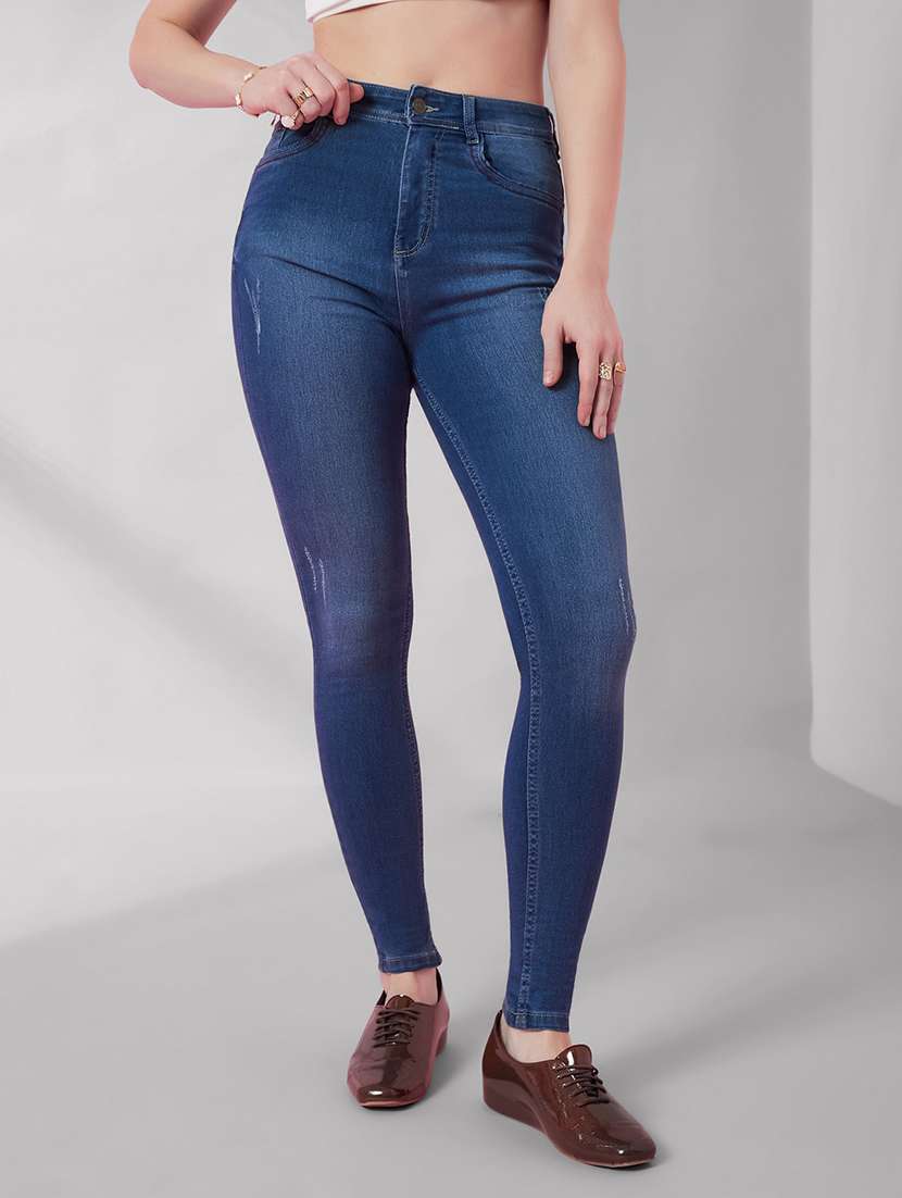 women distressed high rise skinny jeans
